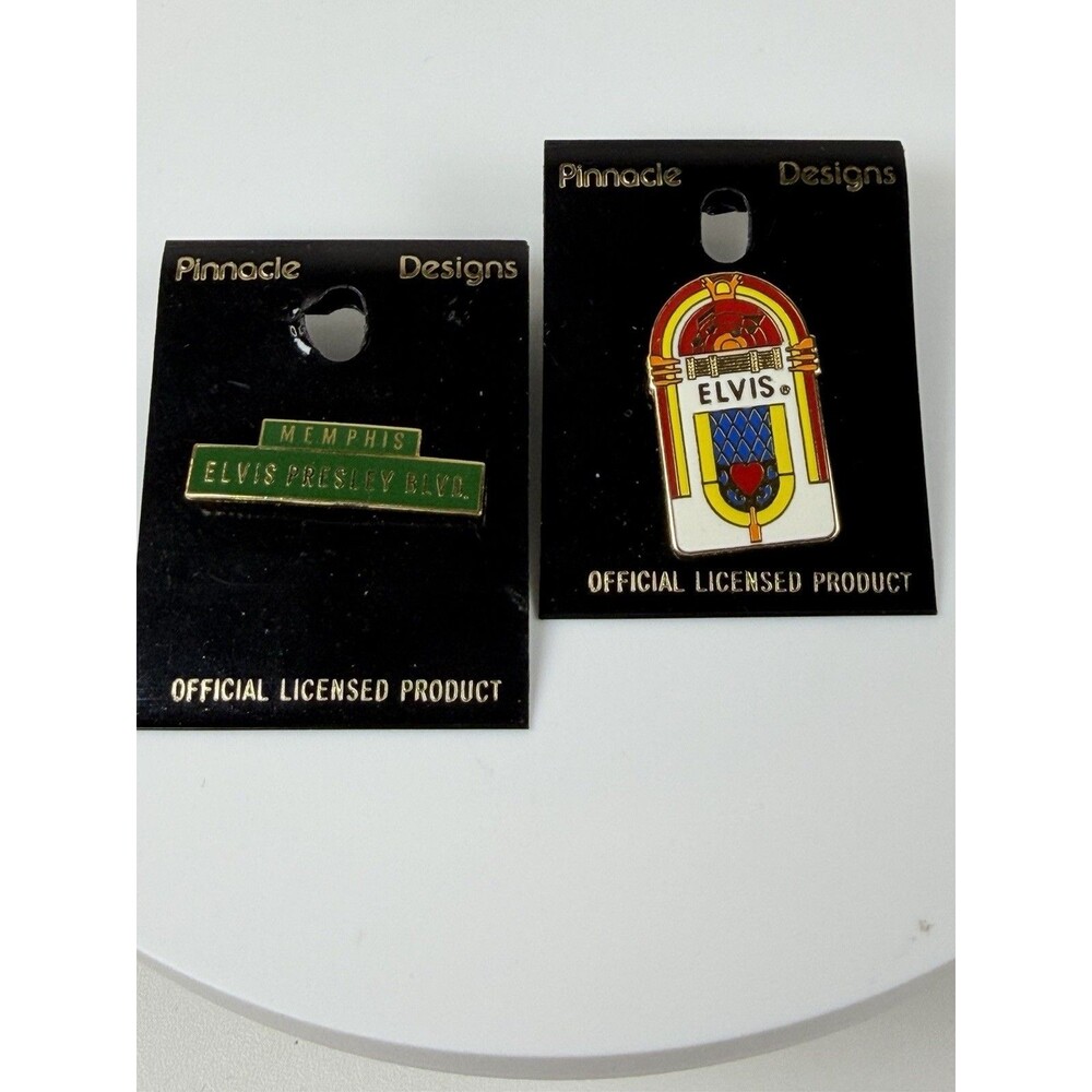 Vintage Elvis Presley Enamel Lapel Pins Lot of 2 Pinnacle Designs Official New